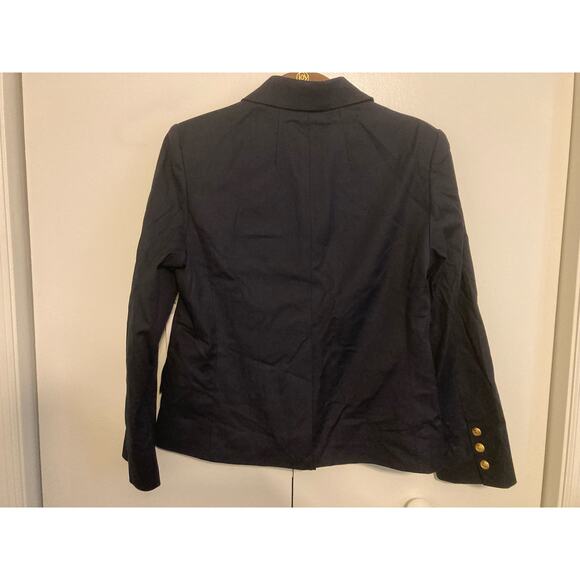 Frame Double Breasted Crop Blazer Jacket Sz 6 Navy NWT Linen Blend gold Nautical - Picture 7 of 12